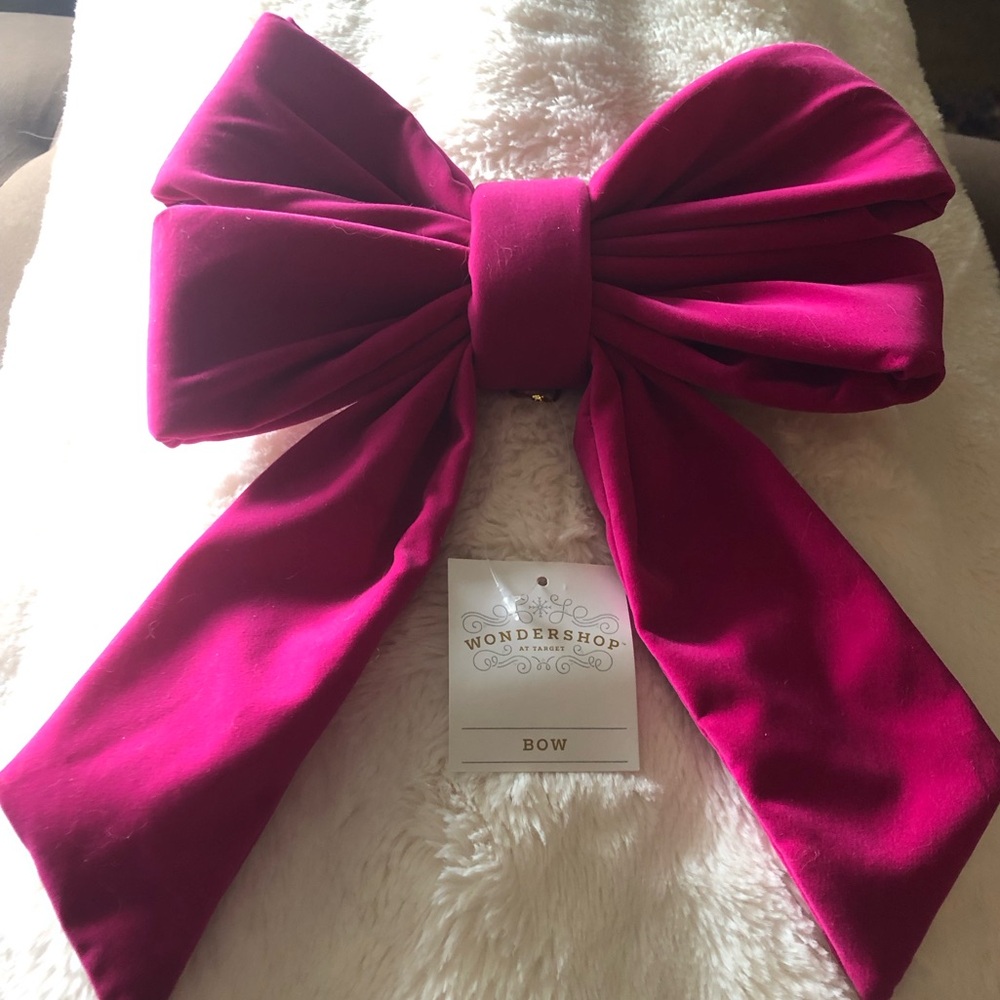 9.5” x 12” Medium Size Velvet Deep Bright Pink Bow Wondershop New With Tags